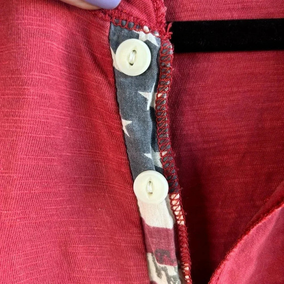 Denim & Supply Ralph Lauren Men's Red Henley Flag Placket Long Sleeve Rugby - Picture 3 of 5